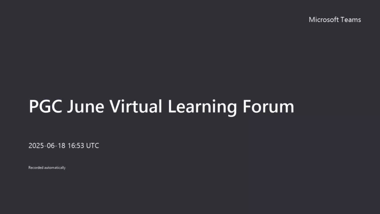 GPC June 2025 Virtual Learning Forum