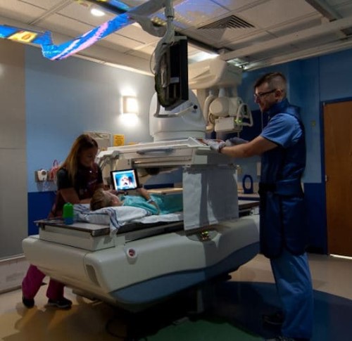 Children's Mercy patient undergoing a fluroscopy study