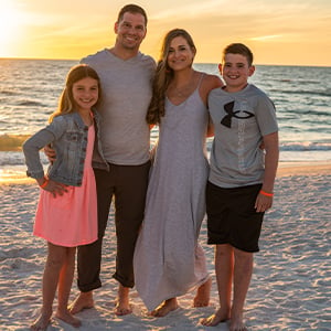 Julie Aust with her daughter, Amelia, husband, John, and son, Matt.