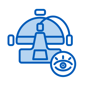 Icon of an indirect light used by ophthalmologists/optometrists.