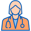 Icon of a provider with a stethoscope around her neck.