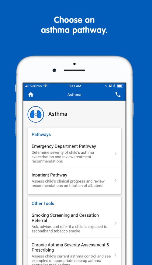 PedsGuide app asthma pathway