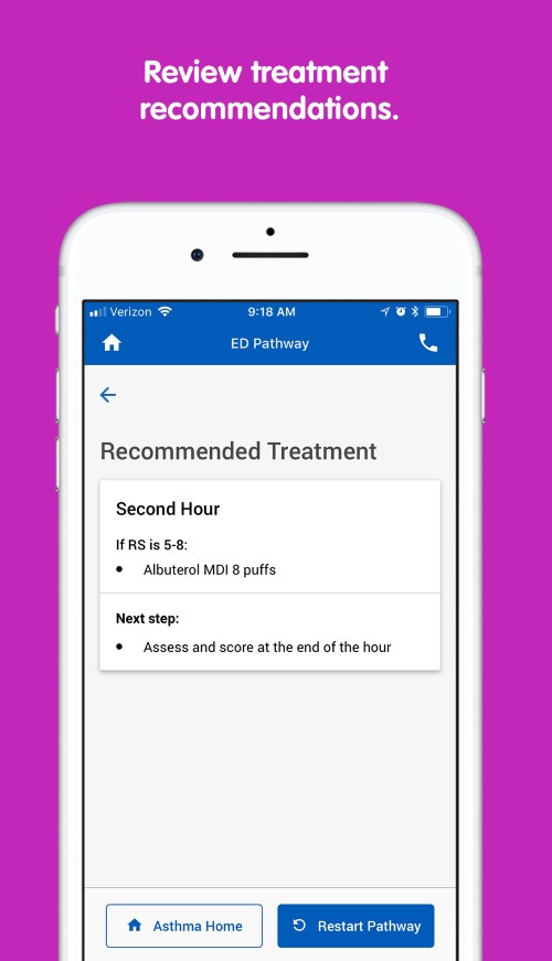 PedsGuide app asthma rectreatment