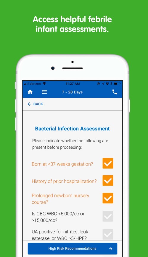 PedsGuide app febrile assessments
