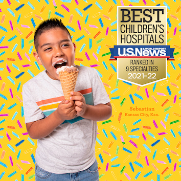 Sebastian, a young boy, enjoys ice cream as he celebrates How Sweet It Is to see the USNWR rankings