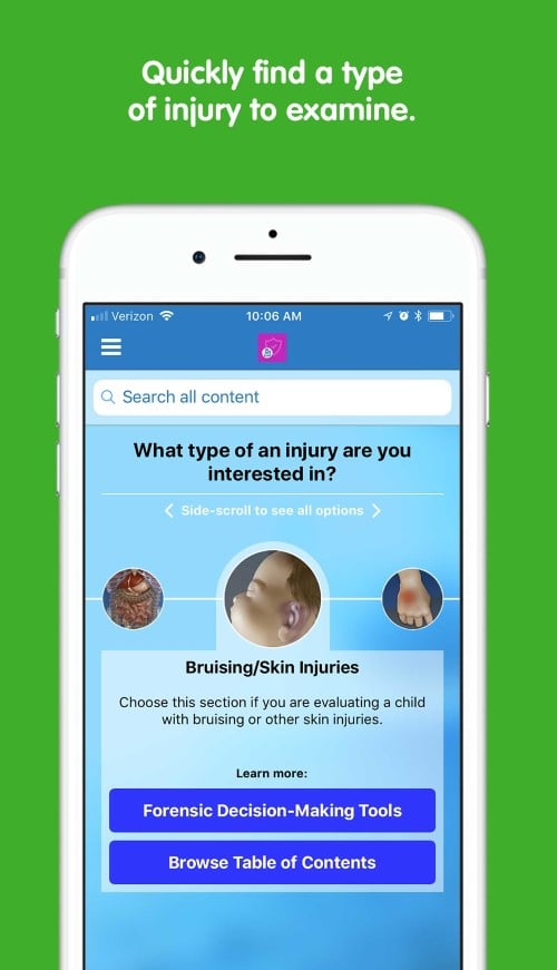 Child Protector app type of injury
