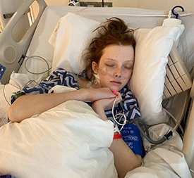 Lacie at Children's Mercy following her liver transplant.