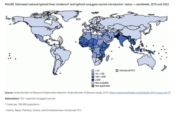 map of typhoid prevalence