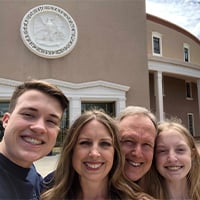 Stephanie James with her husband and their son and daughter.