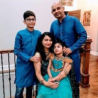 Asheesh Biyala with his wife and their son and daughter.