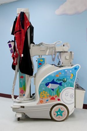A colorful, portable X-ray machine.