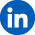 LinkedIn logo in a blue circle with white lowercase “in” letters on a light gray background.