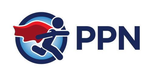 PPN logo featuring a stylized blue figure with a red cape inside a blue circular emblem next to the letters “PPN.”