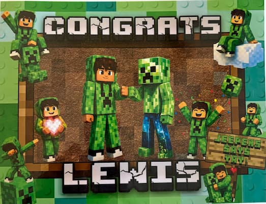 AI generated photos of Lewis in Minecraft character 
