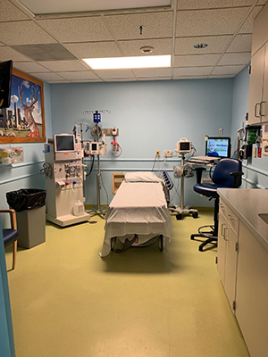 Patient room in the Kidney Center at Children's Mercy