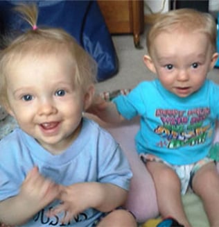 The Barker twins, McKinzie (left) and Hudson (right).