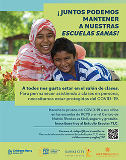 Small image of a poster with the top reading: ¡Juntas podemos mantener a nuestras escuelas sanas!