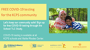 Small image of version 1 social media JPG file with the heading that reads: FREE COVID-19 testing for the KCPS community.
