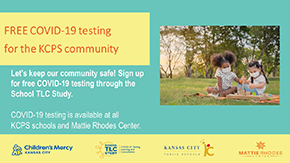 Small image of version 2 social media JPG file with the heading that reads: FREE COVID-19 testing for the KCPS community.
