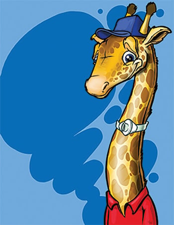 An illustration of a giraffe with a tracheostomy, or trach tube.